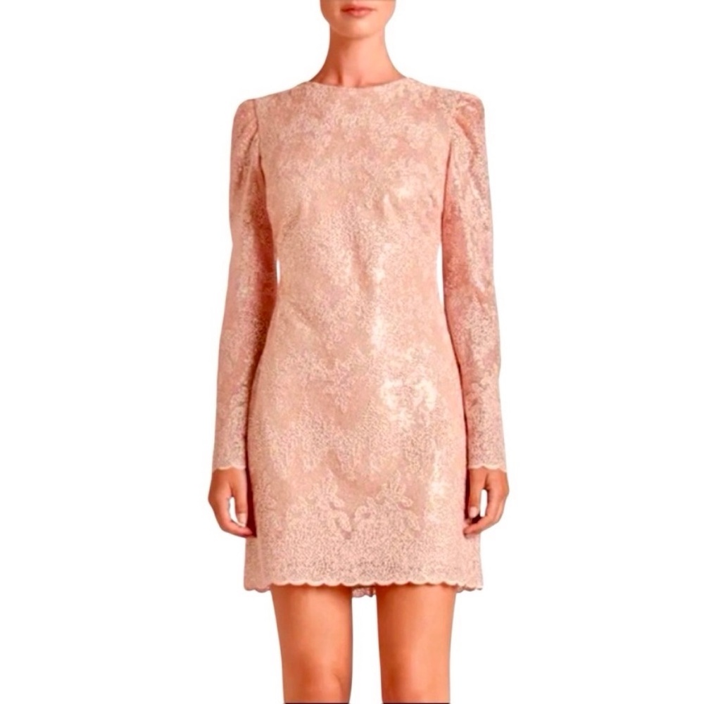 NWT DRESS THE POPULATION Aubry Sequins Scalloped Hem Mini Dress M